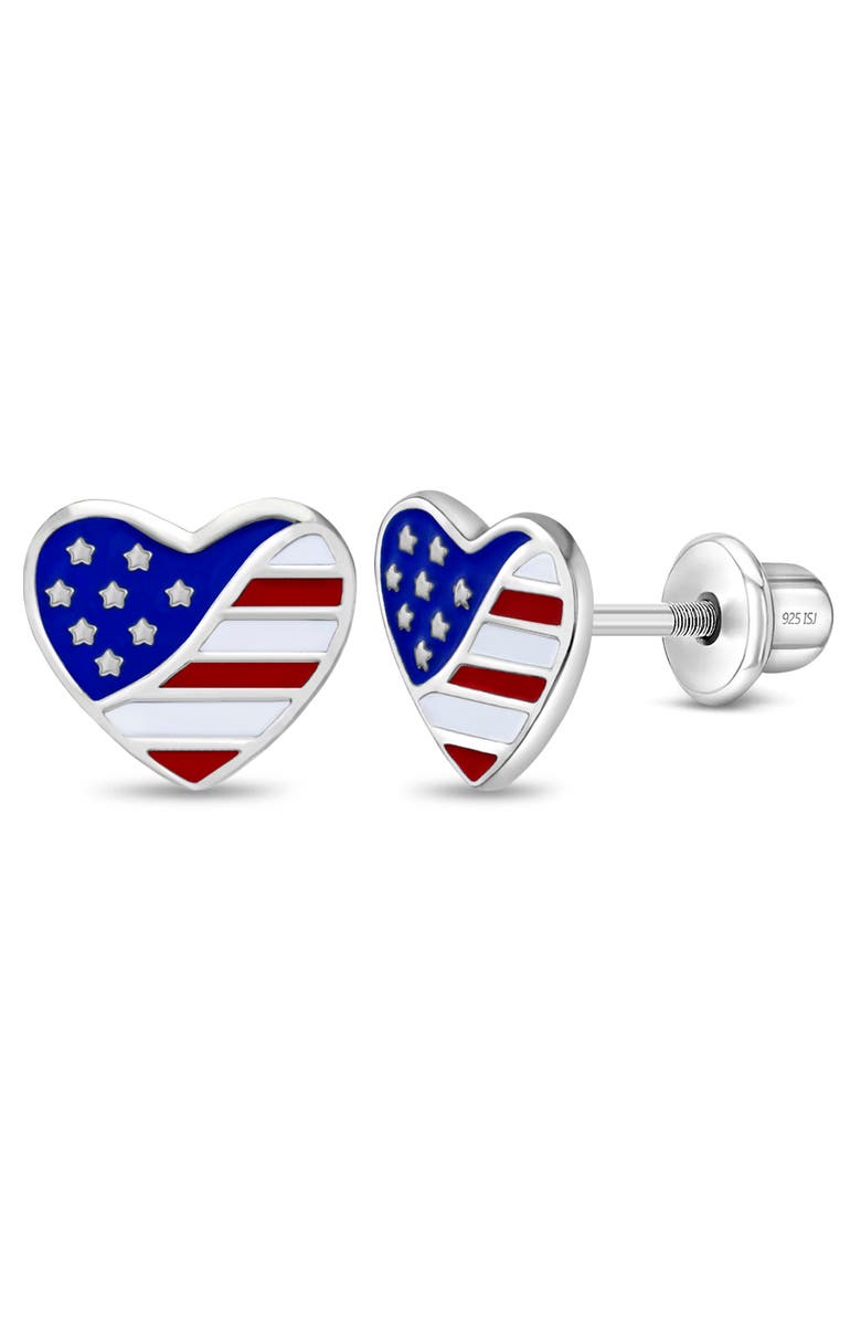 In Season Jewelry Patriotic Heart Girl Earrings, Main, color, Red
