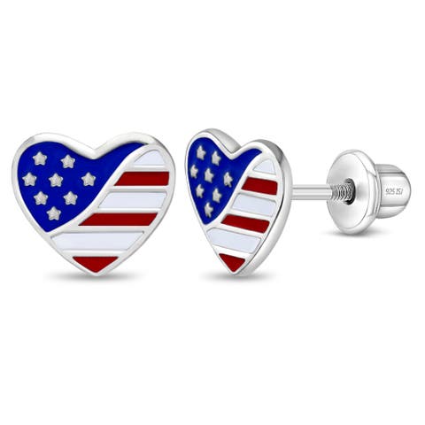 Patriotic Heart Girl Earrings