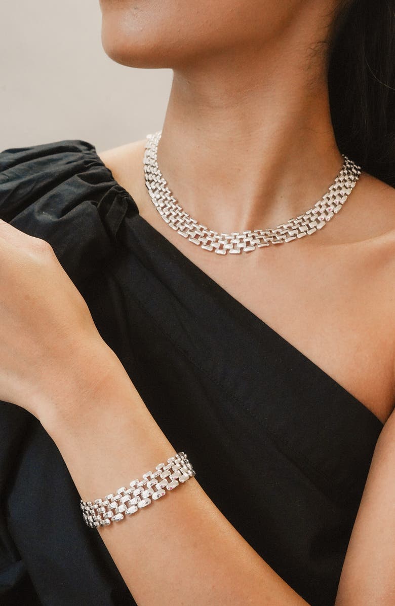 Argento Vivo Sterling Silver Panthera Collar Necklace, Alternate, color, Silver