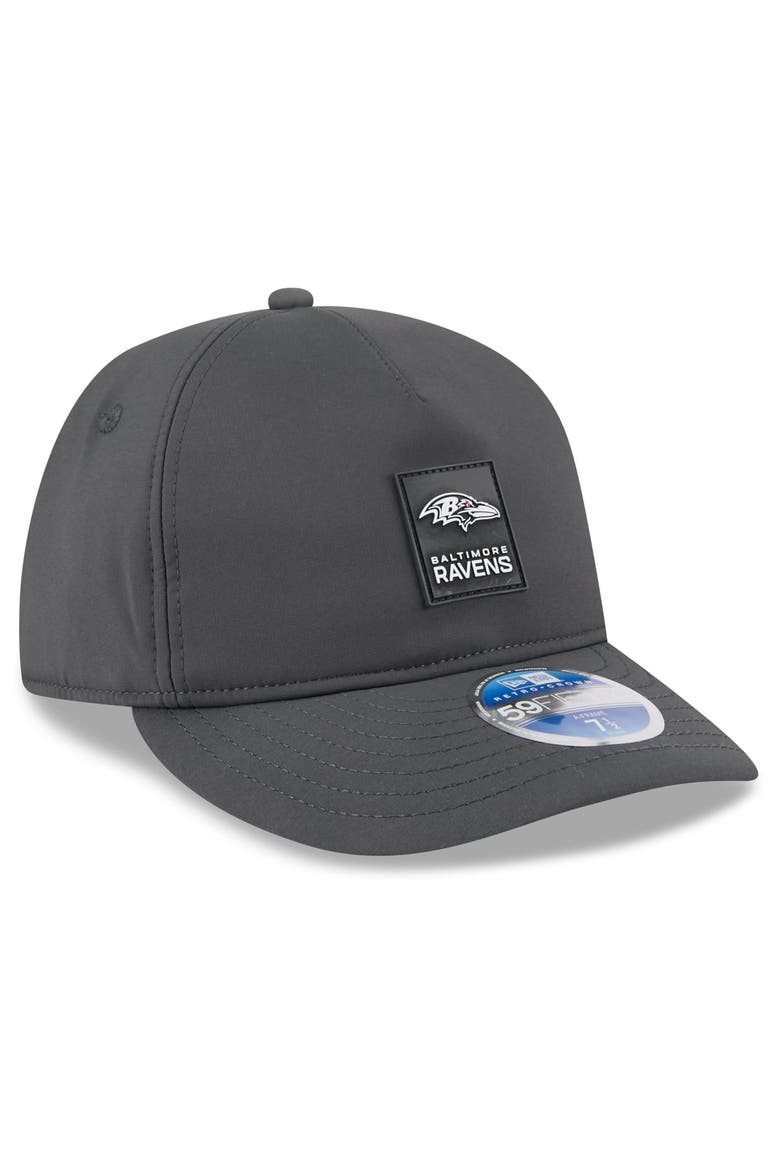 Men's New Era Charcoal Baltimore Ravens 2025 Sideline Cold Weather Retro Crown 59FIFTY Fitted Hat, Alternate, color, Charcoal