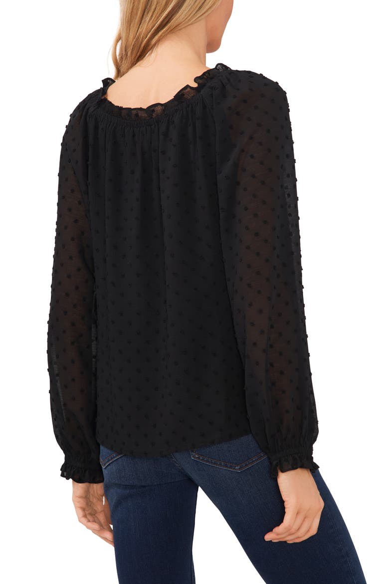 Crinkle Clip Dot Blouse, Alternate, color, RICH BLACK