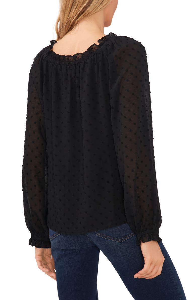 CeCe Crinkle Clip Dot Blouse, Alternate, color, 
