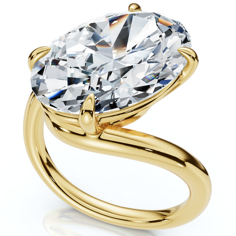 Certified 7Ct Aire Oval Cut Diamond Solitaire Engagement Ring 14k Gold Lab Grown