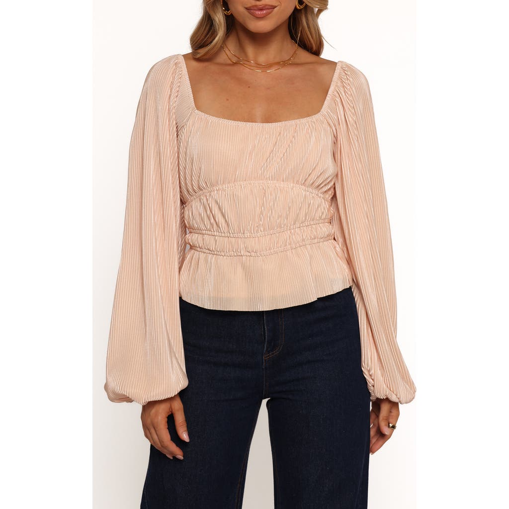 Petal And Pup Petal & Pup Ceppia Plissé Long Sleeve Top In Orange