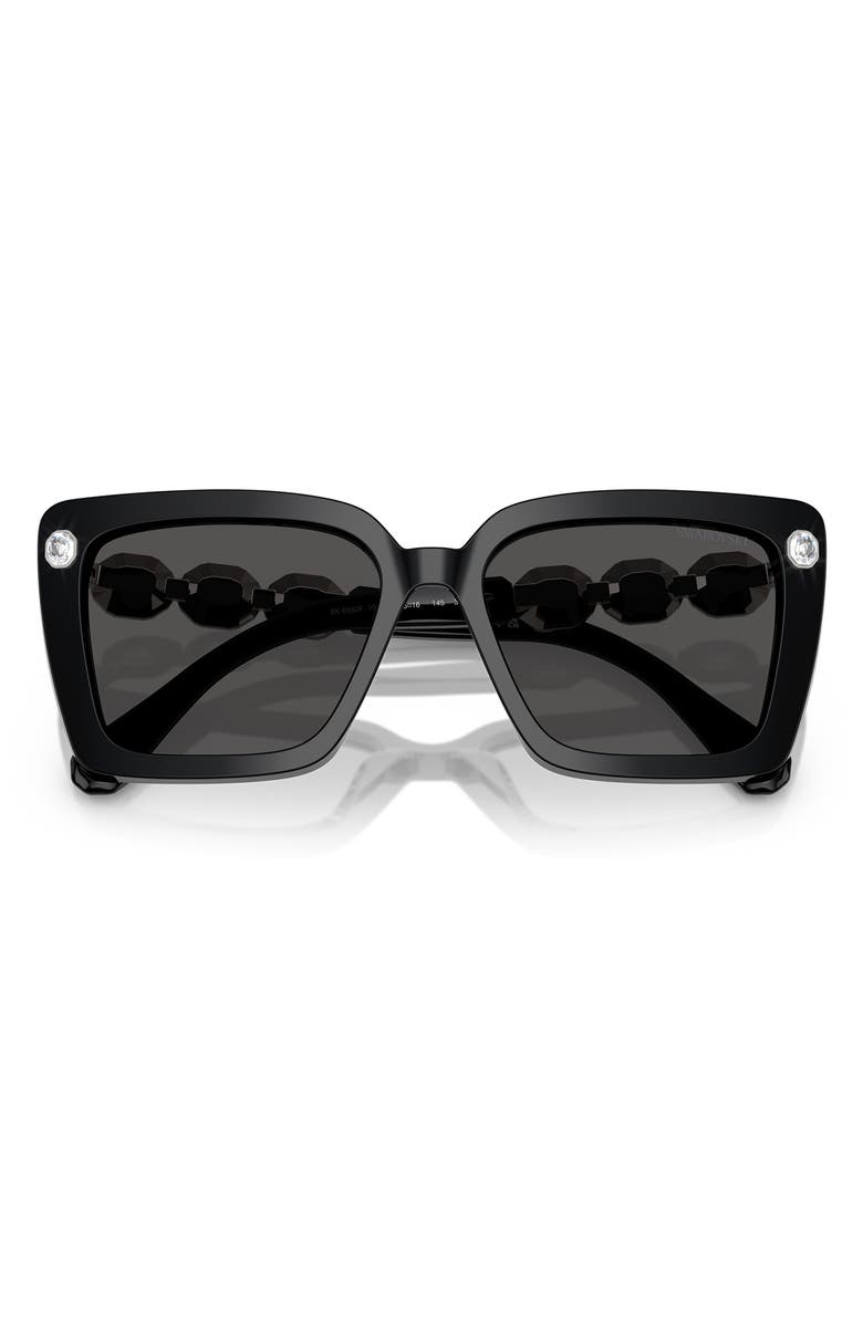 Swarovski 55mm Square Sunglasses, Alternate, color, Black