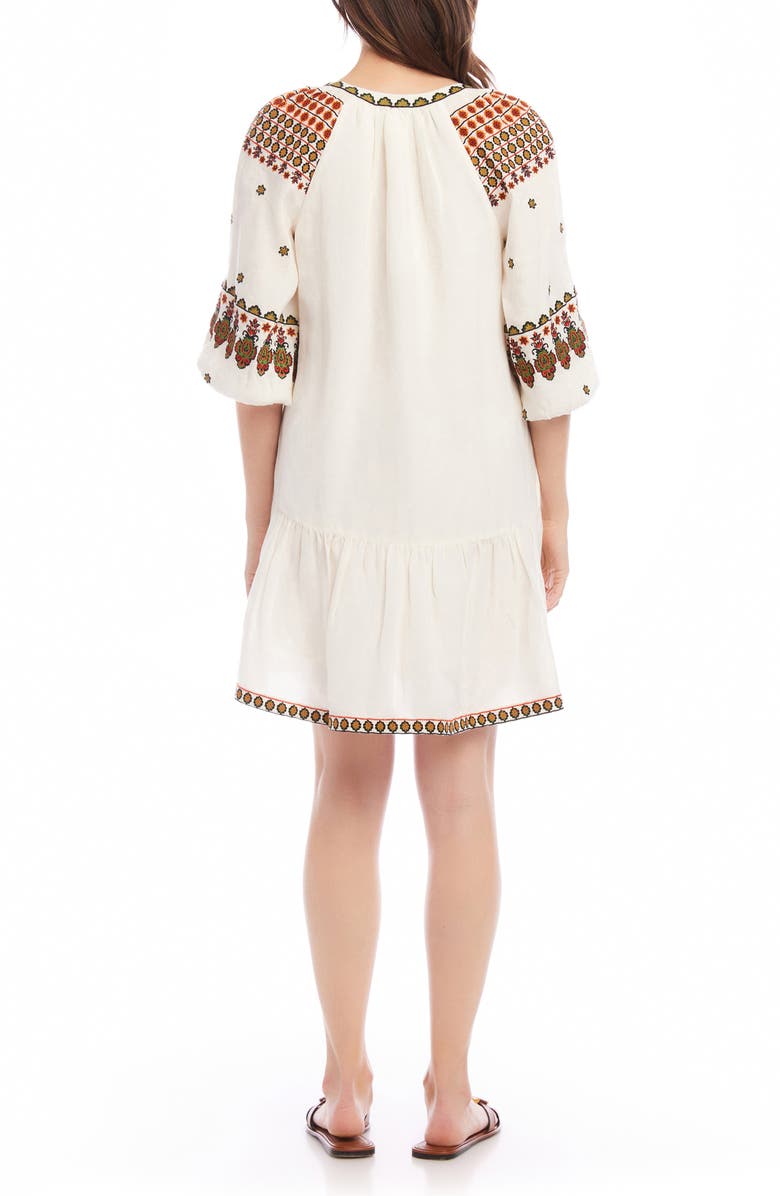 Karen Kane Embroidered Linen Blend Dress, Alternate, color,