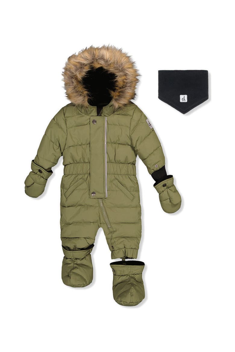Waterproof Fleece-Lined One Piece Snowsuit, Main, color, Olive Green