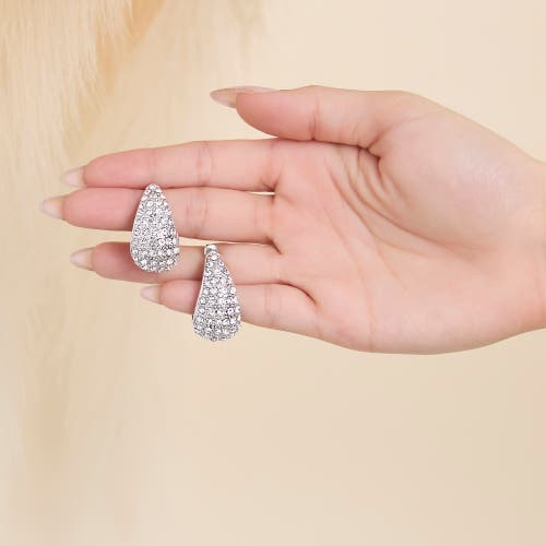 Jessica Simpson Pave Teardrop Clip-on Earrings In Metallic