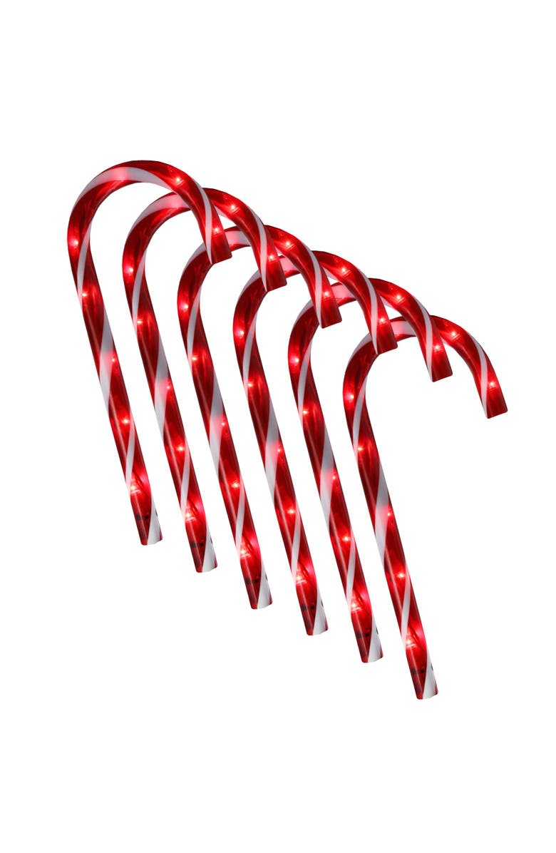 Northlight Lighted Blinking Candy Cane Outdoor Christmas Pathway Markers - 13.5" - Red and White - Set of 6, Alternate, color, Red