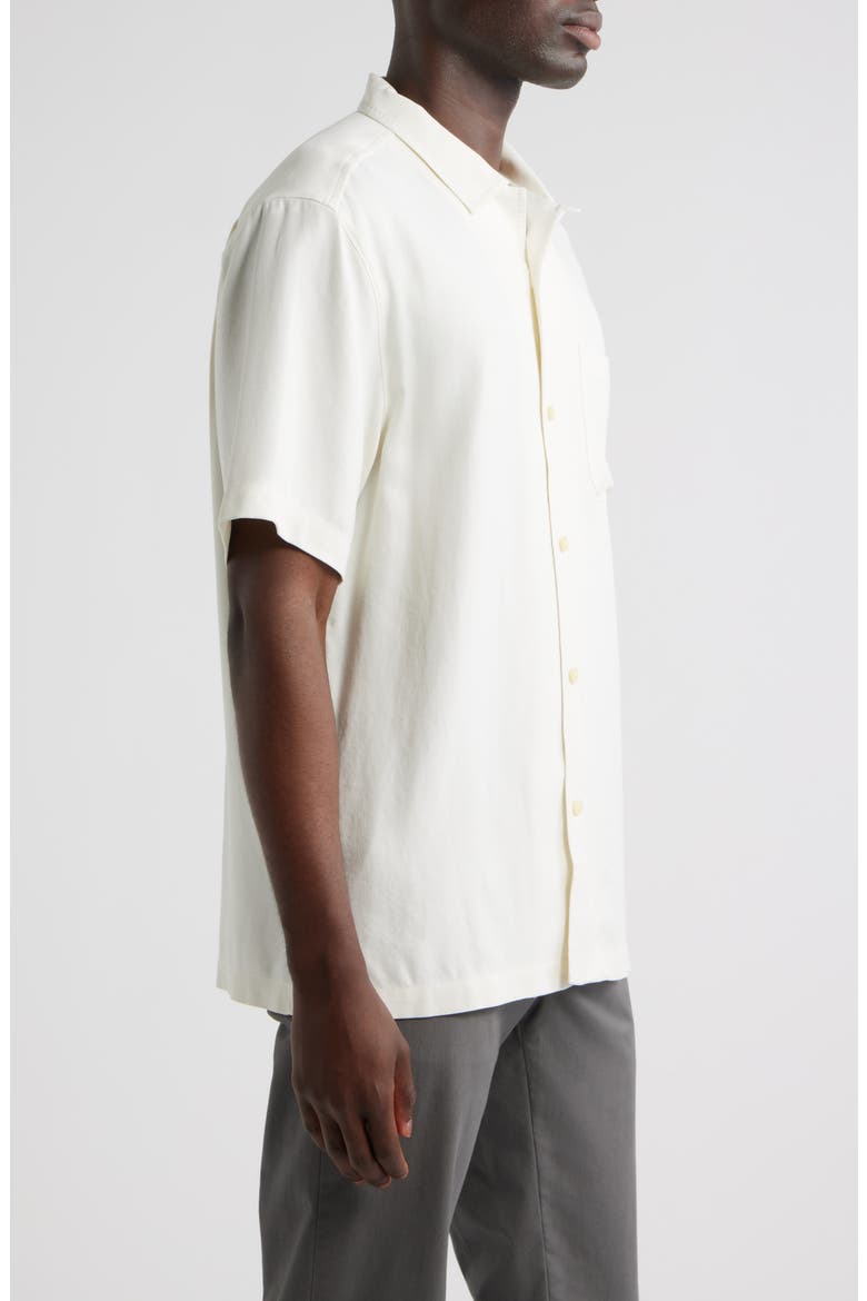 Herringbone Short Sleeve Silk Button-Up Camp Shirt, Alternate, color, CONTINENTAL