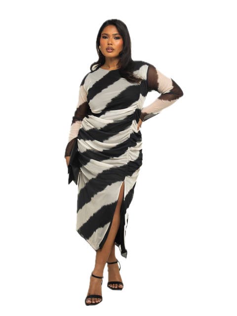 Plus Size Monochrome Print Midaxi Dress