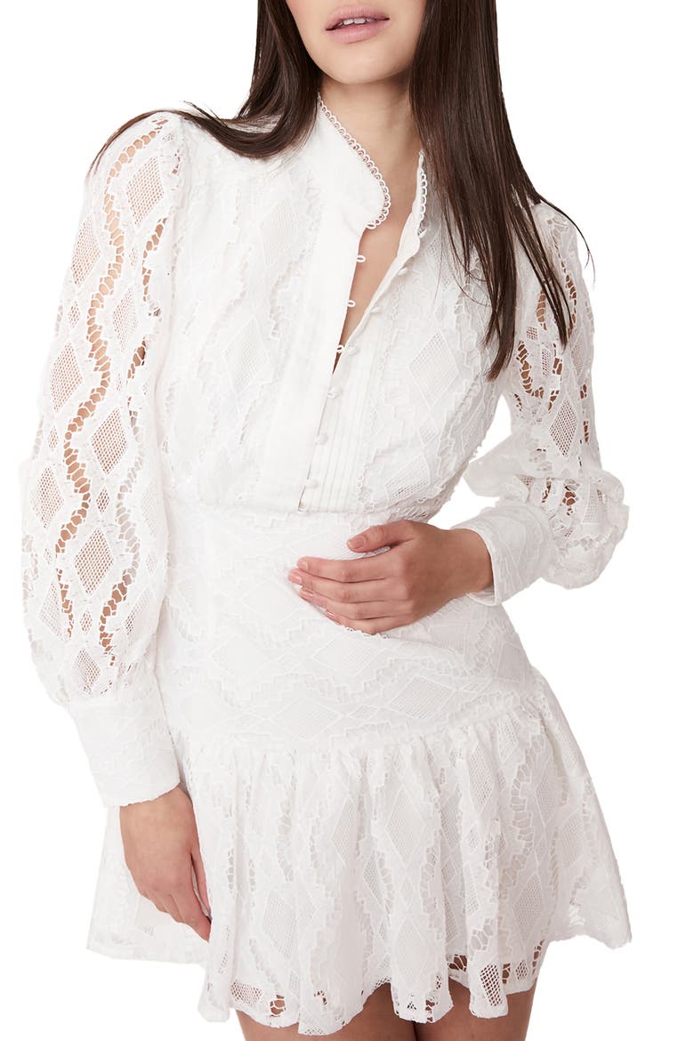 Remy Lace Long Sleeve Minidress, Alternate, color, IVORY