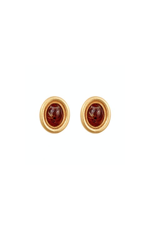 1990s Vintage Brown Clip-on Earrings