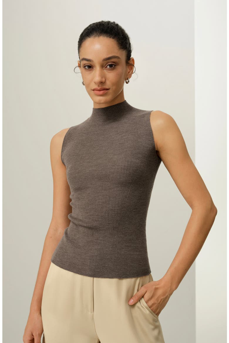 Women's Seamless Knit Washable-Wool Vest, Alternate, color, Brown
