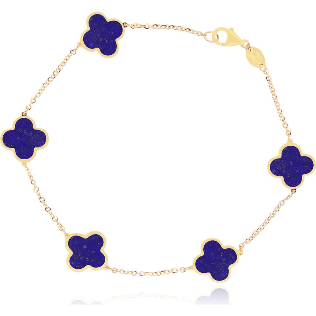 The Lovery Fine Jewelry Small Lapis Clover Bracelet In Blue