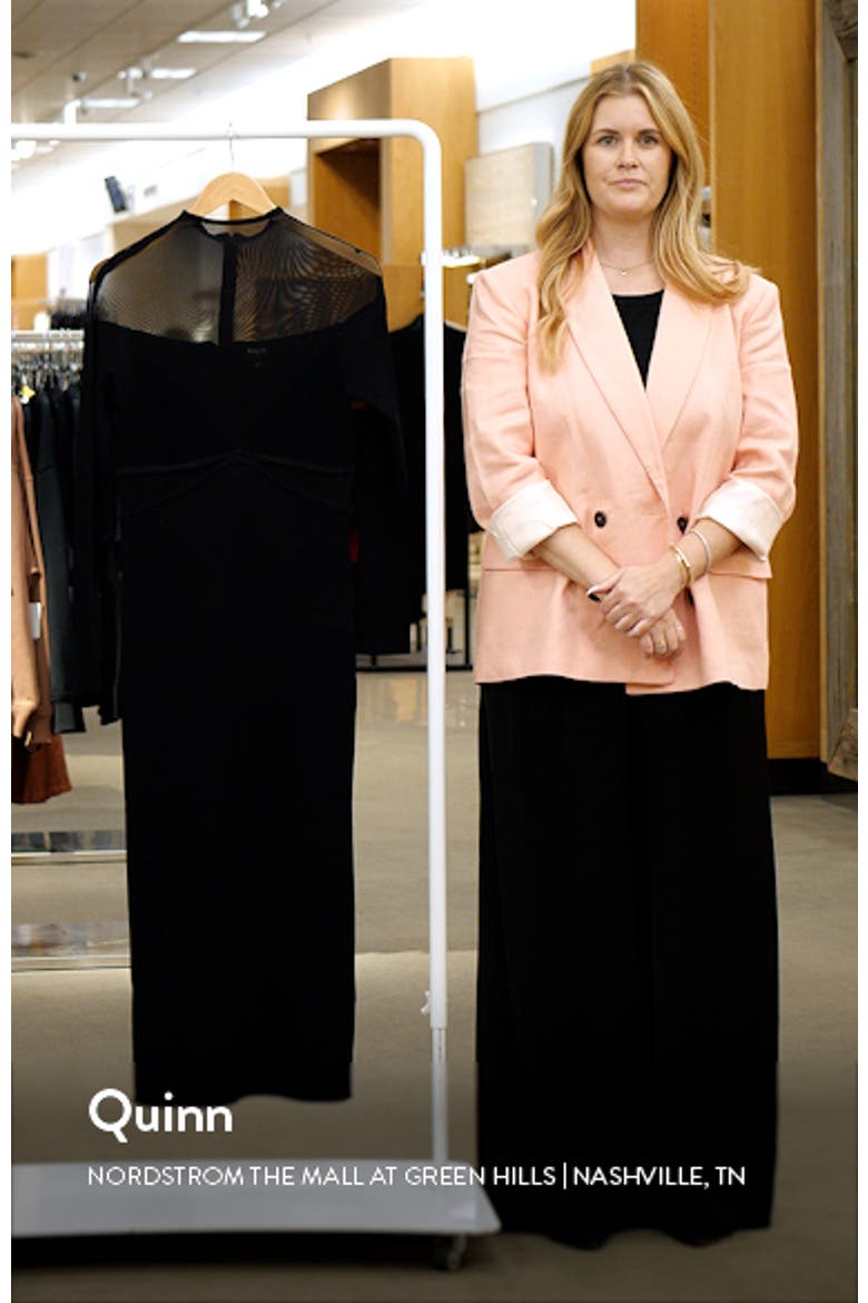 Mesh Inset Long Sleeve Ribbed Body-Con Dress video