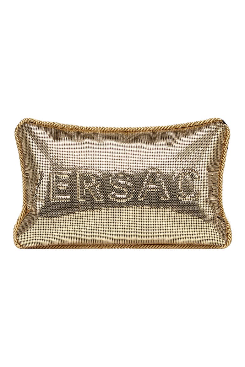 Logo Metal Mesh Accent Pillow, Main, color, GOLD