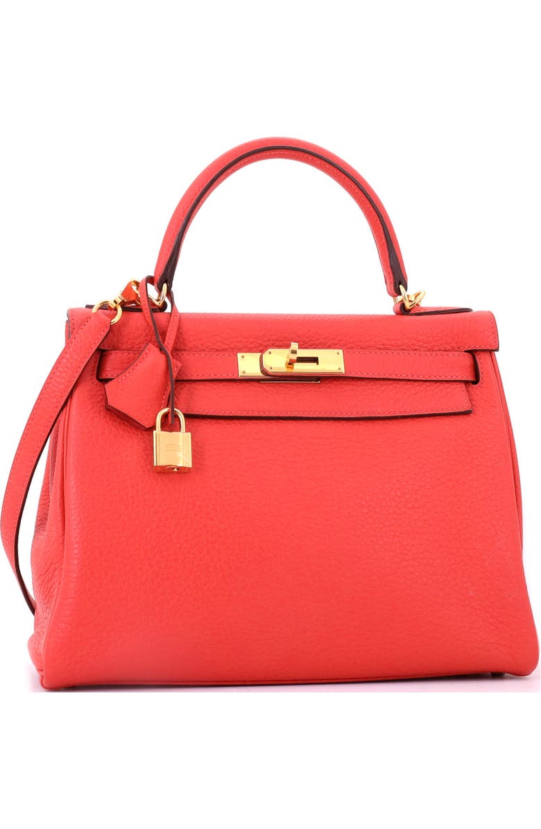 Pre-Owned Hermes Kelly Handbag Red Clemence with Gold Hardware 28, Alternate, color, Geranium