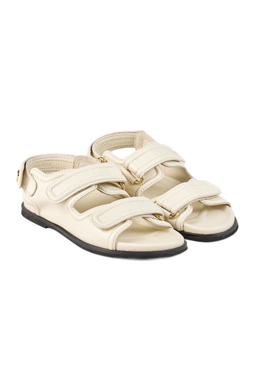 Sandro Plain Leather Lambskin Sandals In Vanilla