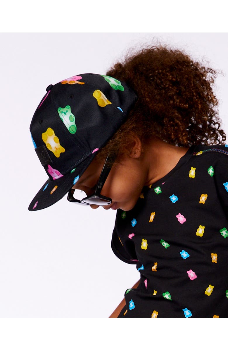 Deux par Deux Girl's Printed Cap Black And Multicolored Gummies, Alternate, color, Black And Multicolored Gummies