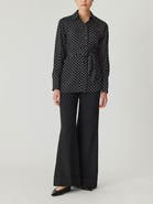 Rebecca Taylor Polka Dot Silky Wrap Shirt