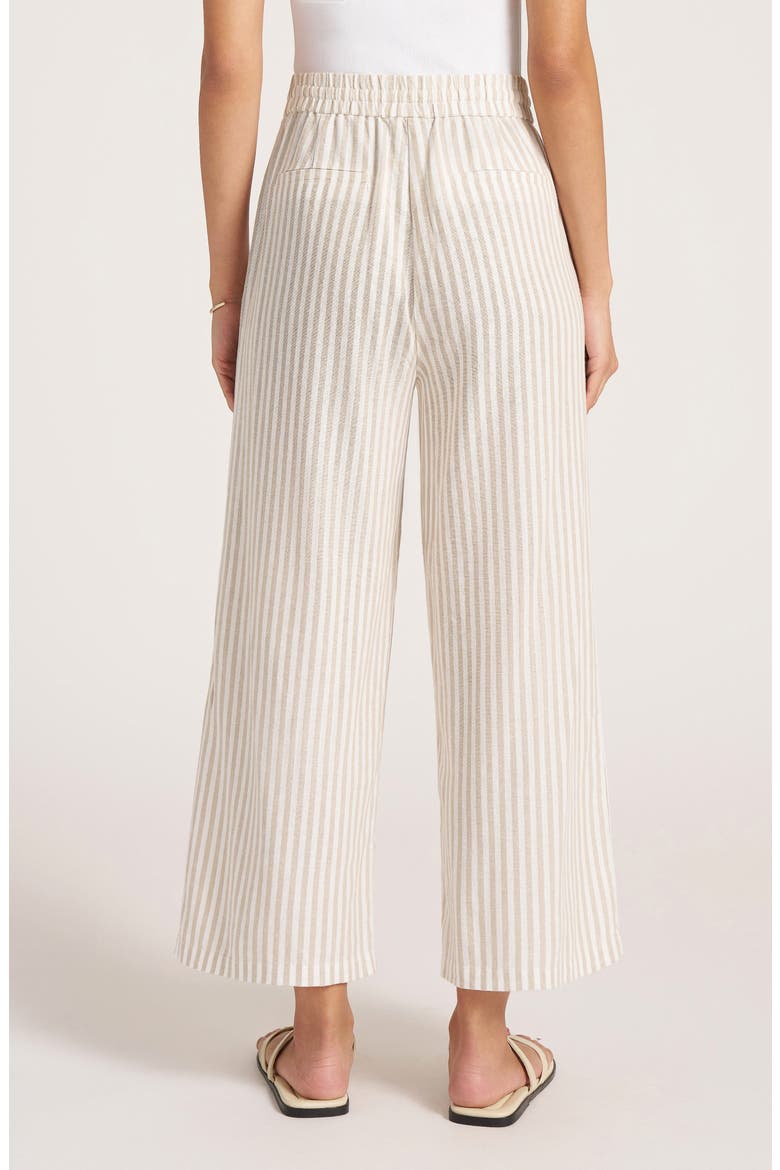 Beverly Relaxed Stripe Linen Blend Drawstring Pants, Alternate, color, NATURAL