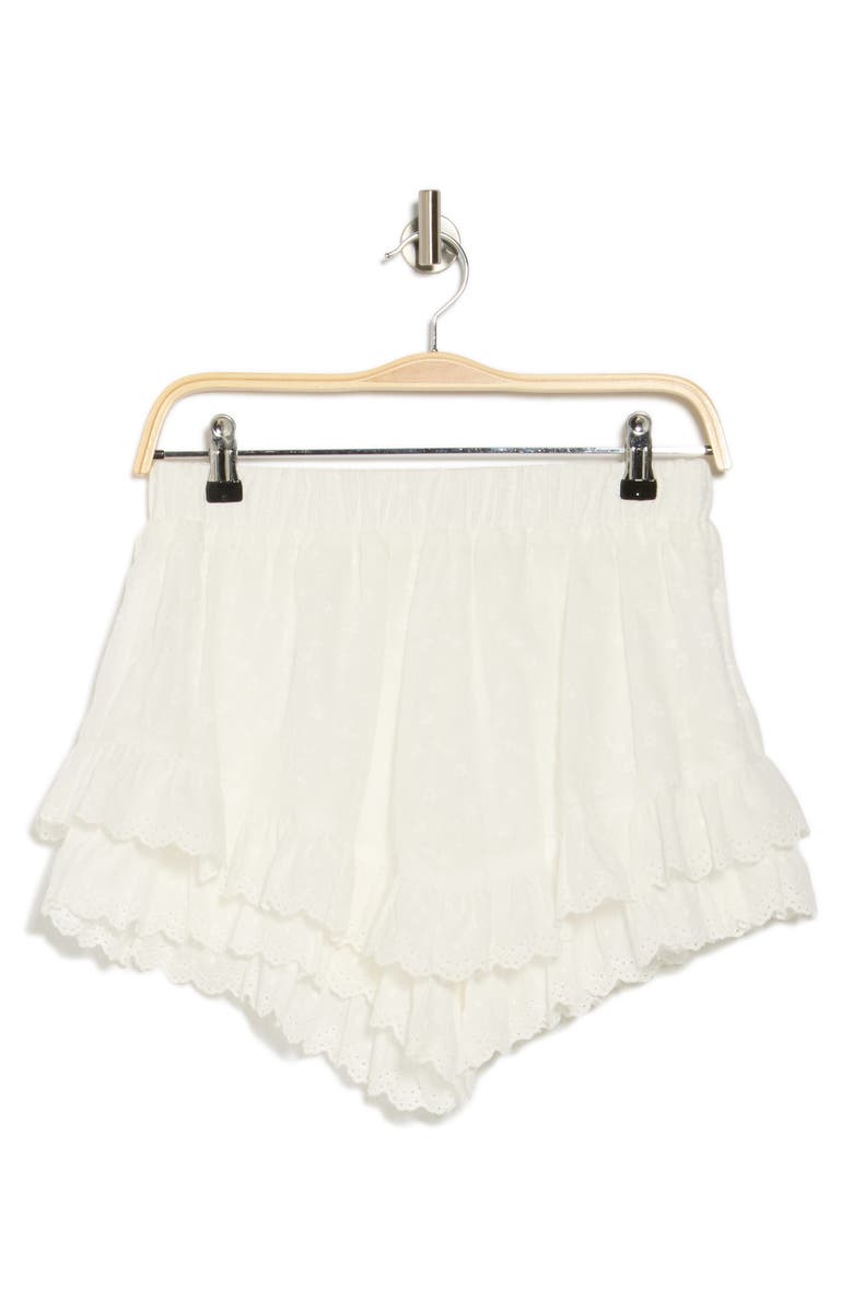 Lush Embroidered Eyelet Lace Ruffle Shorts, Alternate, color, Off White