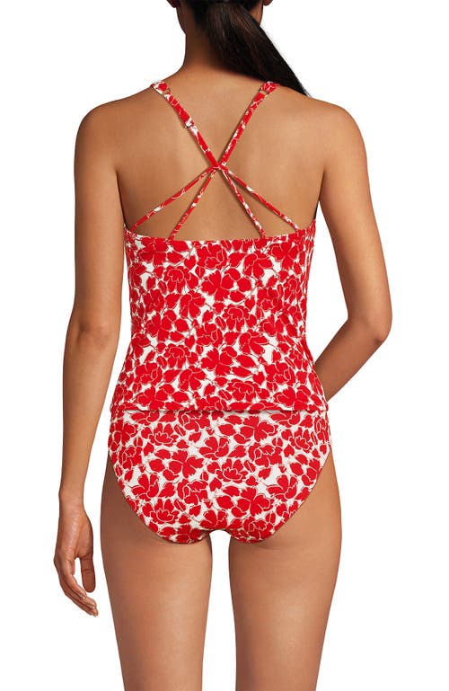 Lands' End Tugless High Neck Strappy Back Tankini Swimsuit Top In Red