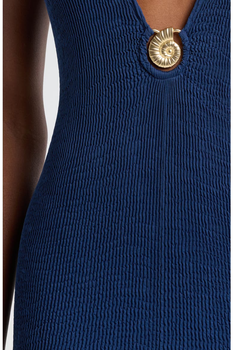 Neptune Plunge Cover-Up Minidress, Alternate, color, NAVY