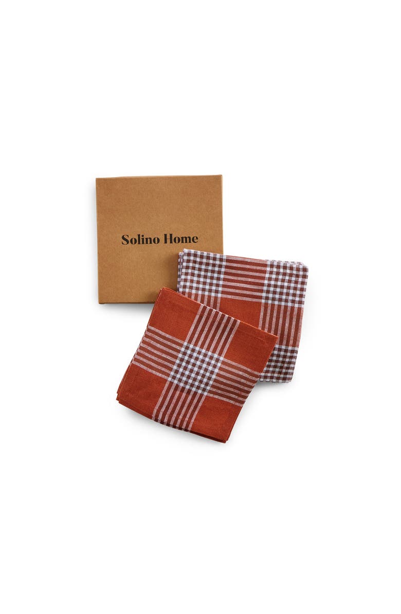 Solino Home Linen Cocktail Napkins - Glen Check, 6" x 6", Alternate, color,