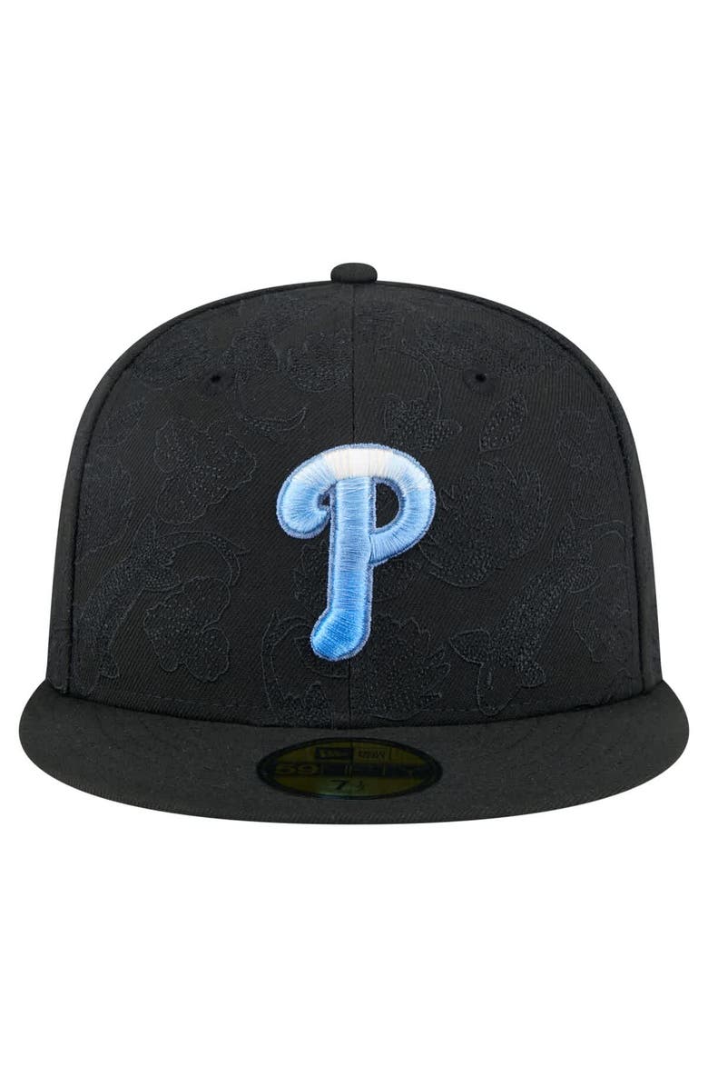 New Era Men's New Era Black Philadelphia Phillies Tonal Koi 59FIFTY Fitted Hat, Alternate, color, 