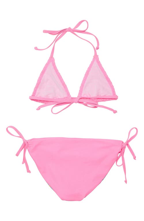 Snapper Rock Pink Shirred Triangle Bikini - Big Kid In Pink