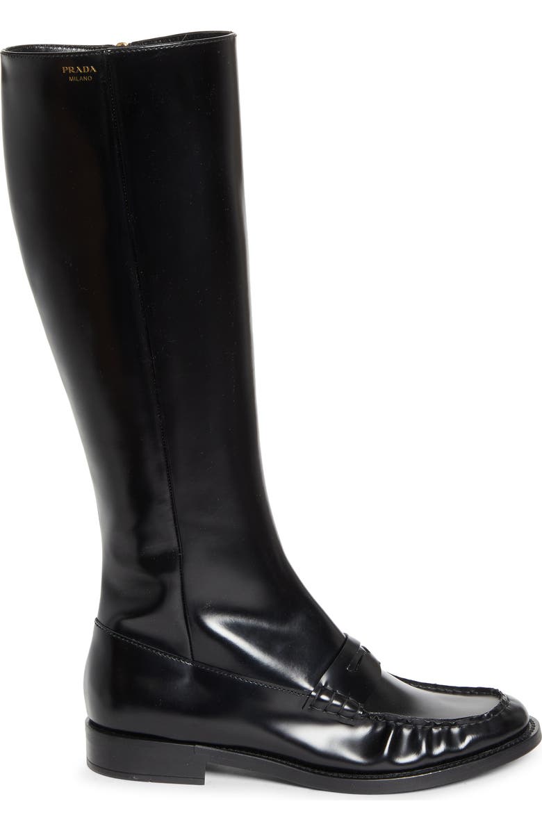 Prada Knee High Loafer Boot, Alternate, color,