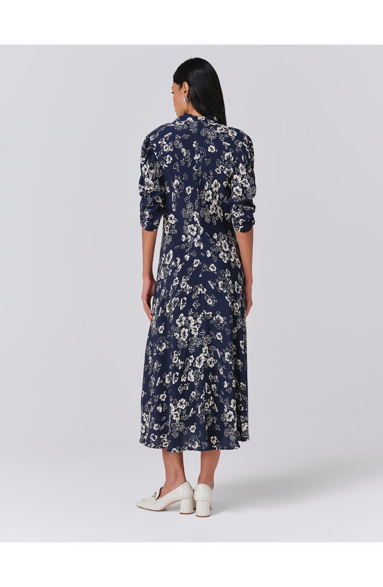 Ghost London Mia Crepe Floral Midi Tea Dress, Alternate, color, Navy Floral