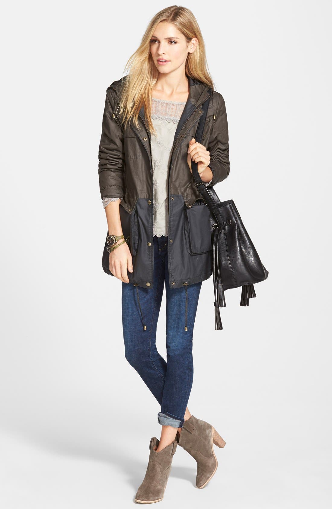 Street Level Faux Leather Bucket Bag, Alternate, color, 