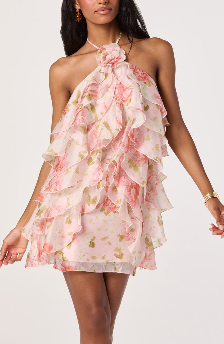 ASTR the Label Ofra Floral Halter Neck Minidress, Alternate, color, Blush Floral