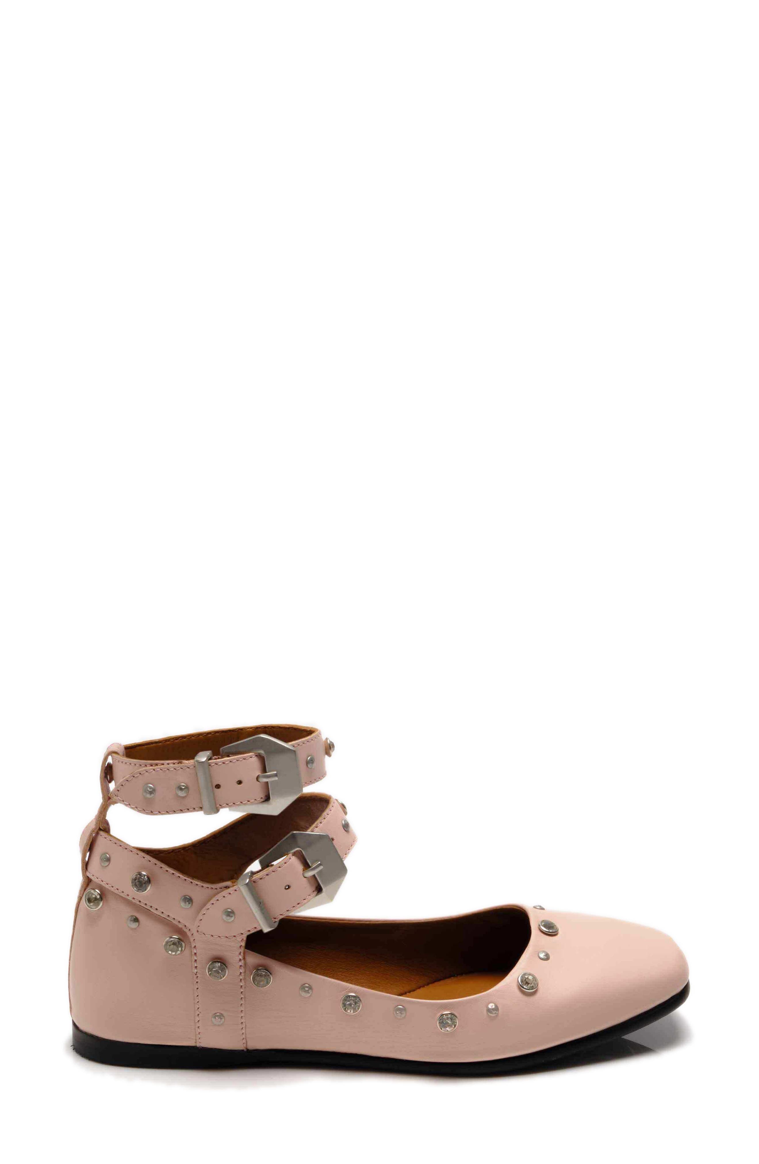 Free People Mystic Diamante Ankle Strap Flat, Alternate, color, Frost Pink Leather