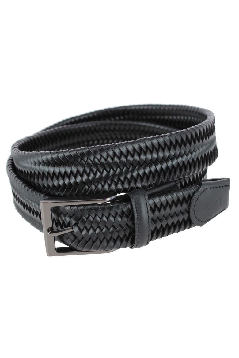 Big and Tall Andres Classic 35MM Leather Stretch Dress Belt, Main, color, Black