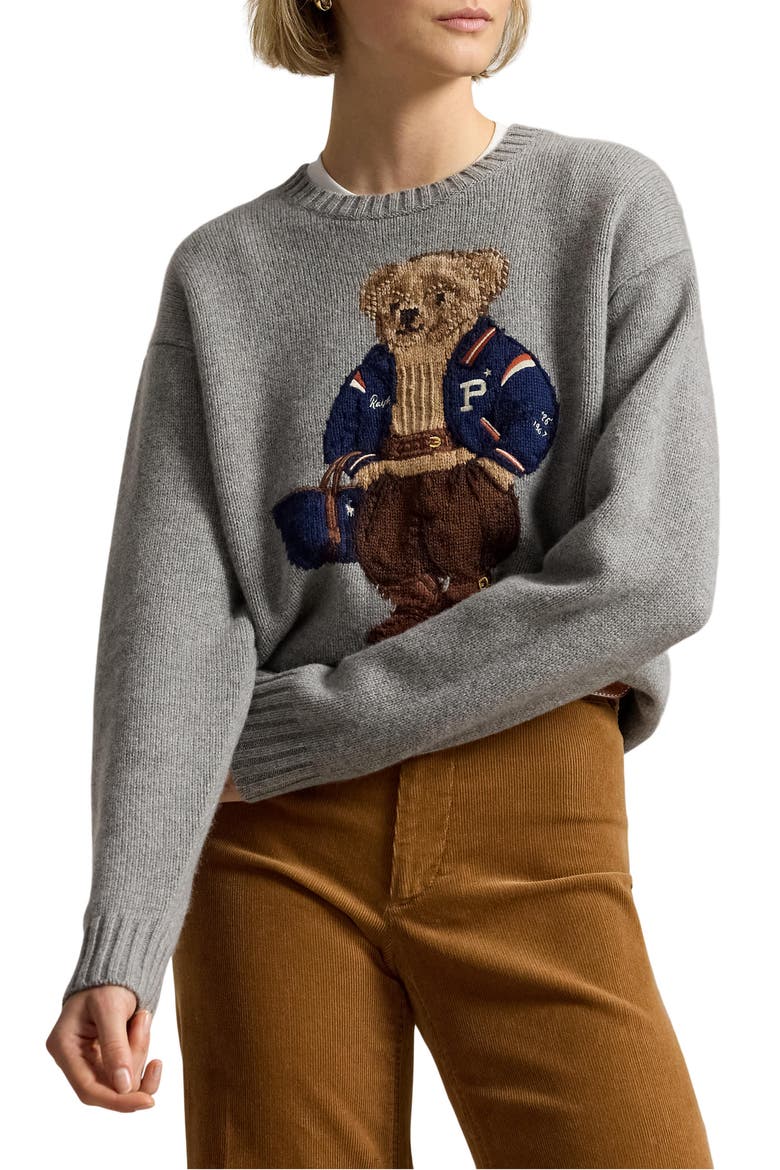 Polo Bear Wool Sweater, Main, color, OUTPOST GRAY HTHR
