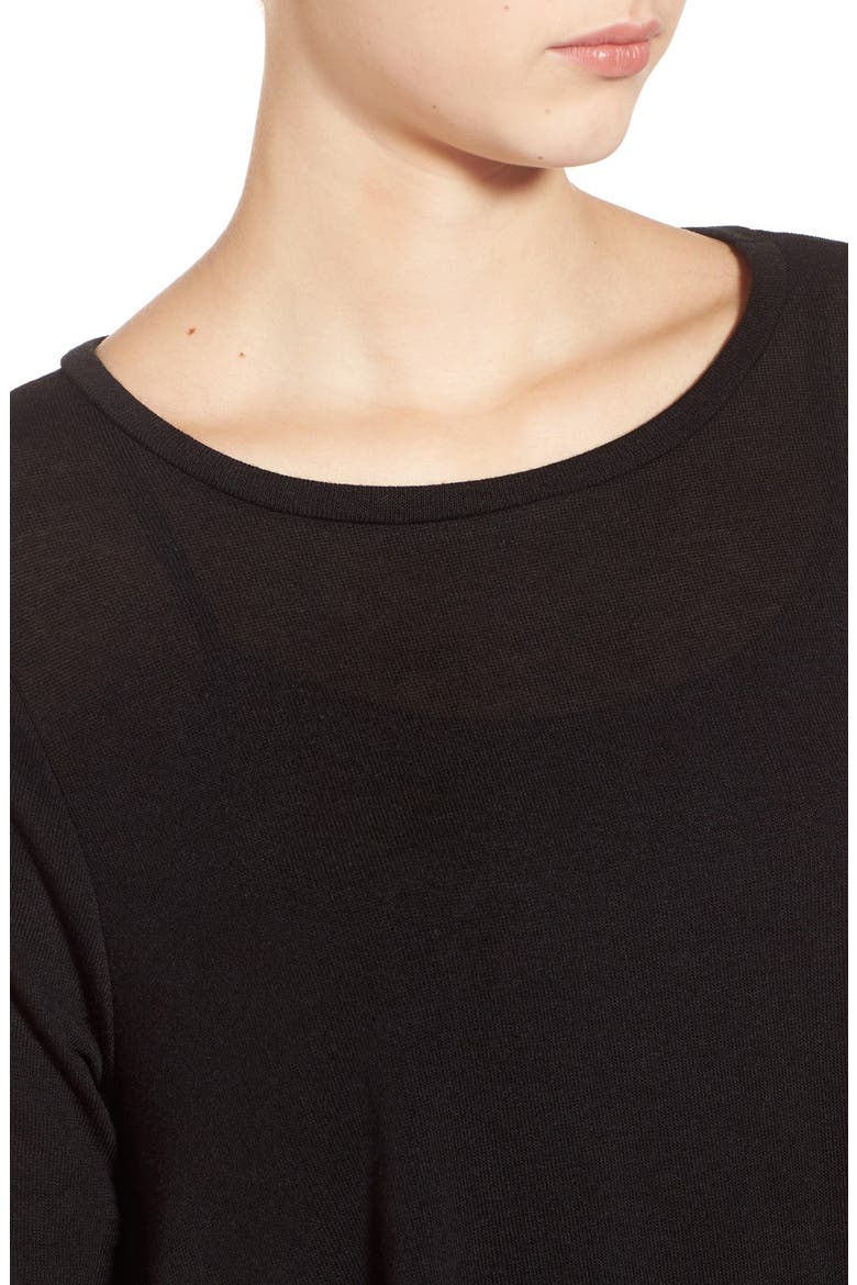 Long Sleeve Shark-Bite Hem Tunic, Alternate, color, BLACK