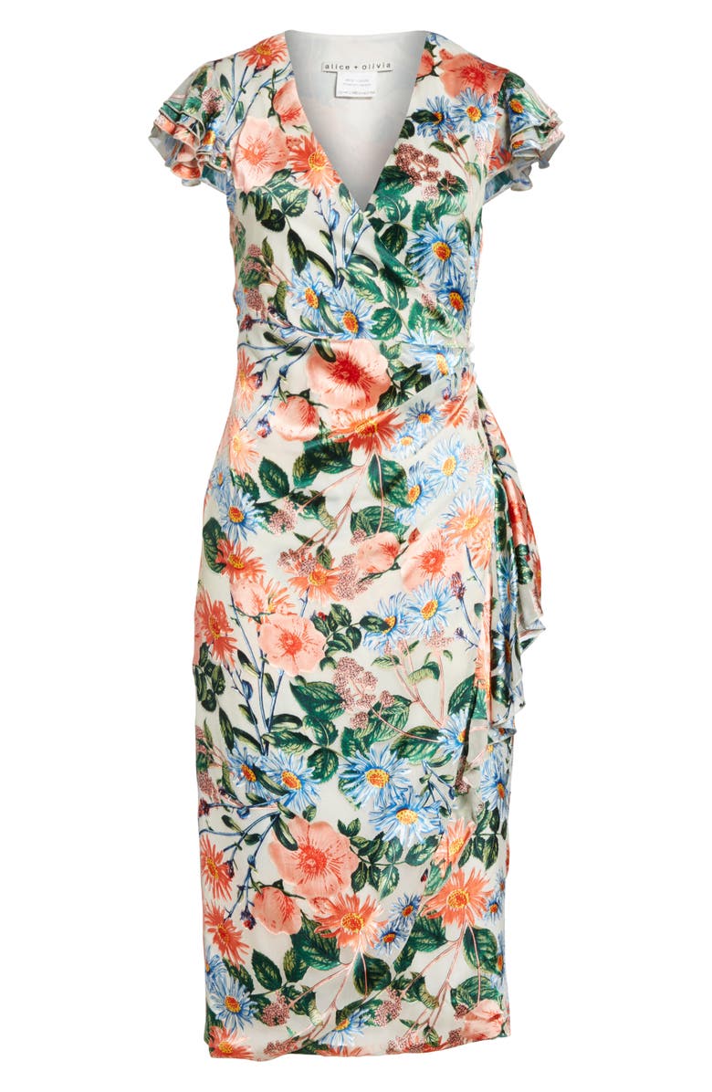 Alice + Olivia Garnet Floral Wrap Dress, Alternate, color,