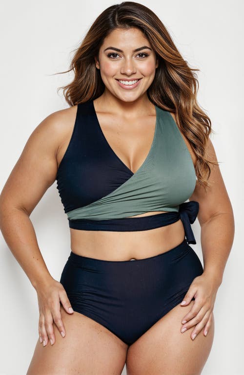 Calypsa Emery 2-piece Wrap Style Swim Set With Reversible Top And High-waisted Bottom In Multi