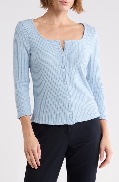 Square Neck Ribbed Knit Top