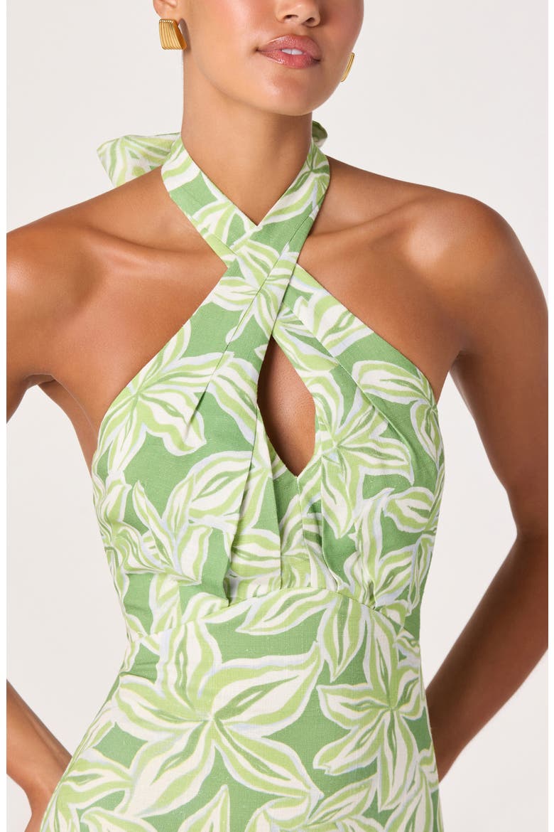 Anita Floral Halter Neck Midi Dress, Alternate, color, TROPICAL LIME FLORAL