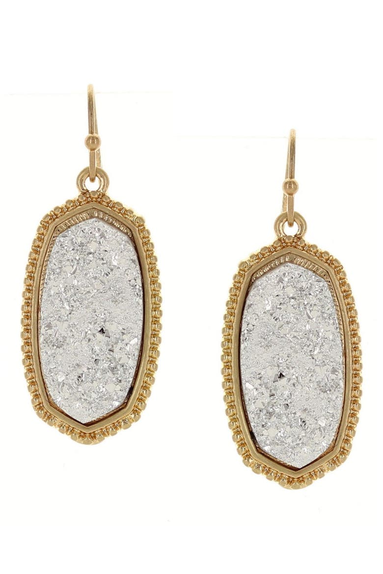 Gold Plated Resin Dangle Earrings, Main, color, GOLD / GREY