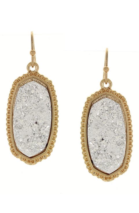 Gold Plated Resin Dangle Earrings