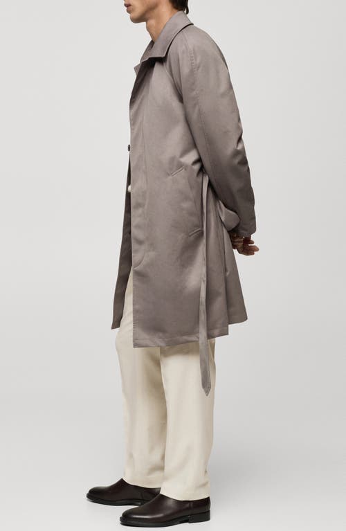 Mango Belted Trench Coat In Medium Brown
