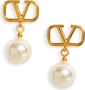Valentino Garavani VLOGO Imitation Pearl Drop Earrings