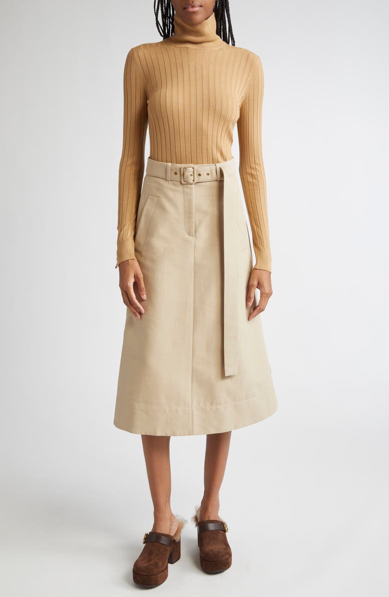 Moncler Virgin Wool & Cashmere Rib Turtleneck Sweater, Alternate, color, Warm Beige