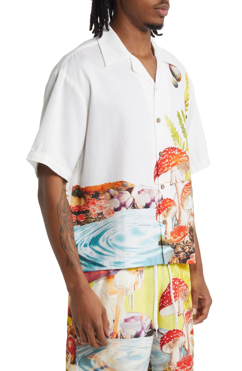 Billionaire Boys Club Ripple Print Short Sleeve Button-Up Shirt, Alternate, color,